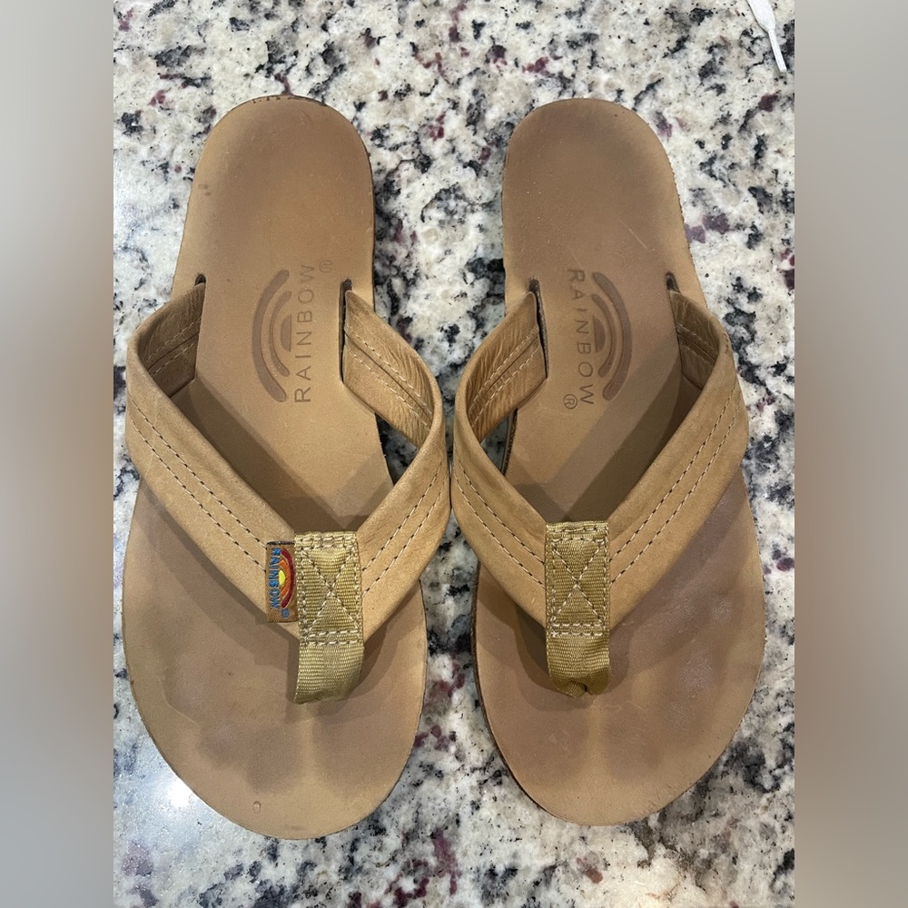 Rainbow flip flops